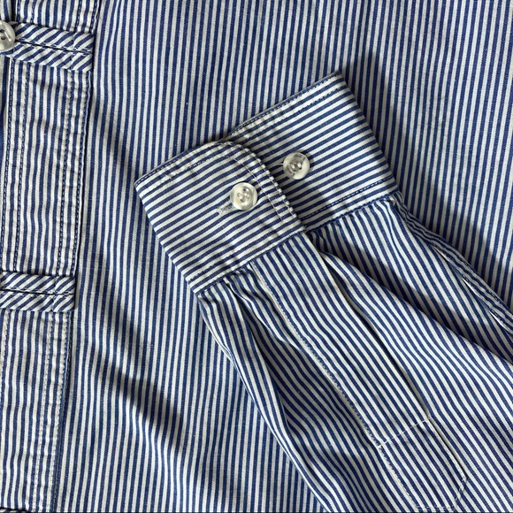 Vintage John Henry Striped Cotton Blue & White Button Down Shirt 10 - Picture 6 of 8